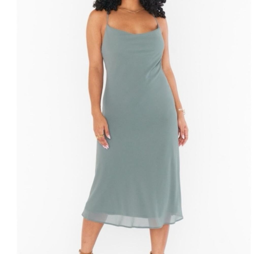 Show Me Your MuMu Deep Sage Ciffon Verona Cowl Midi Dress 3X